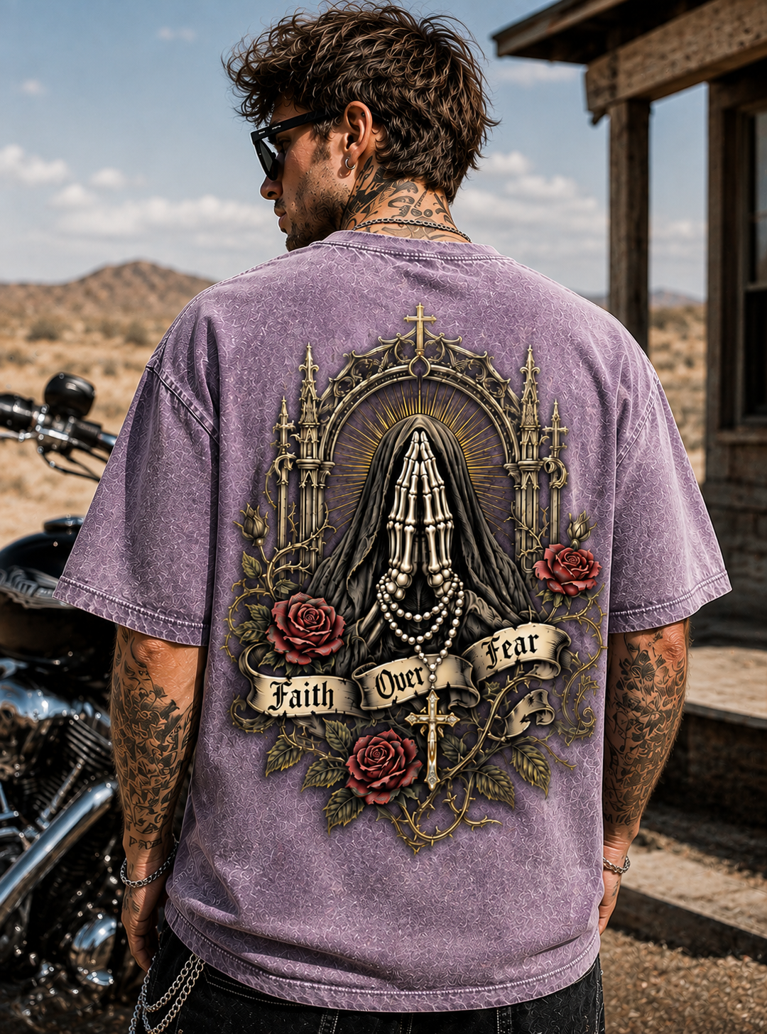 Faith Over Fear Gothic Oversized T-Shirt