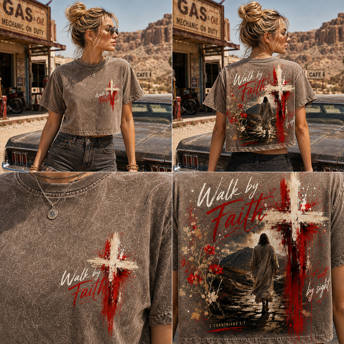 Walk by Faith Vintage Crop Tee