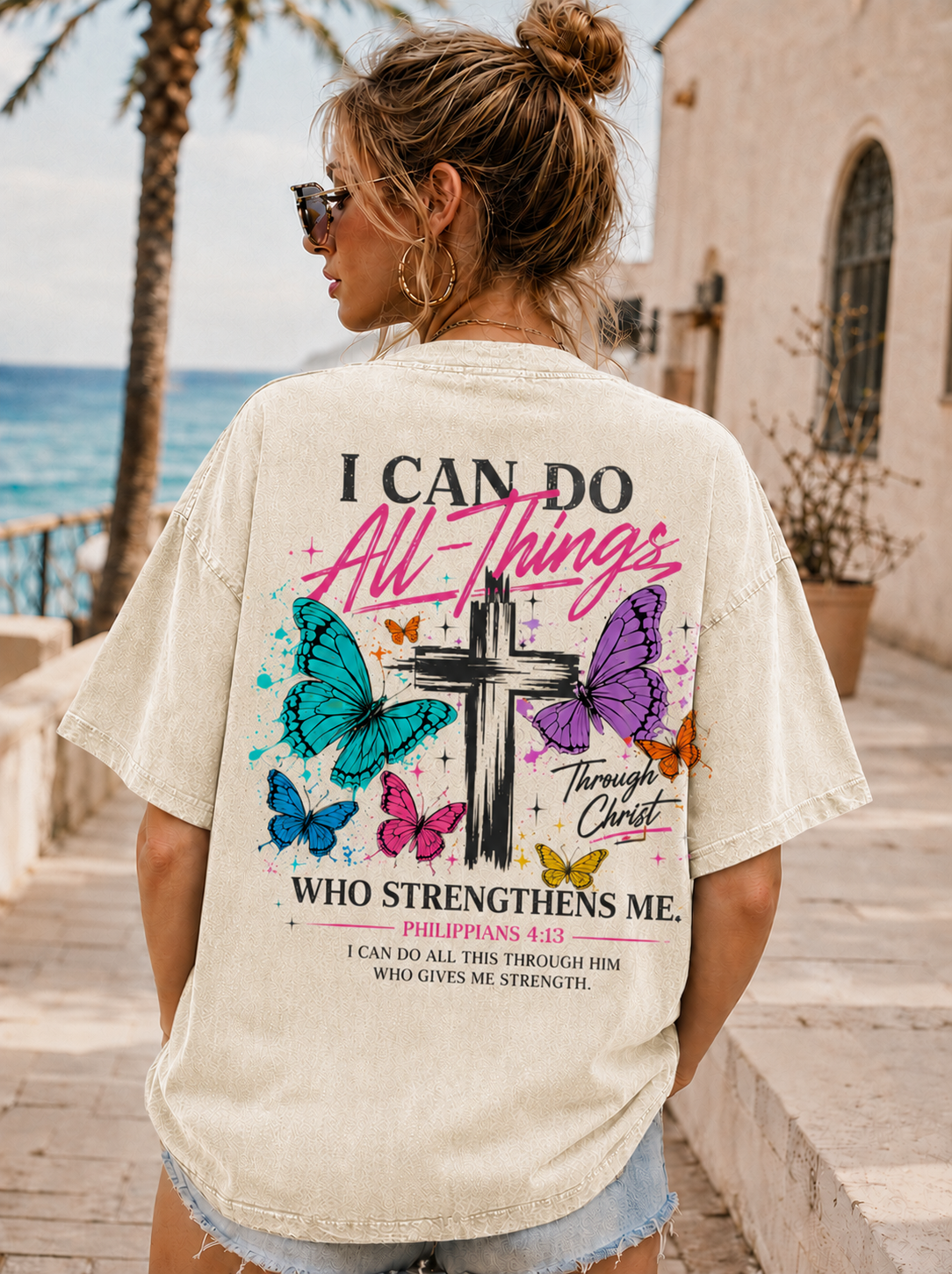 Faith Over Fear – Vintage Butterfly Cross T-Shirt