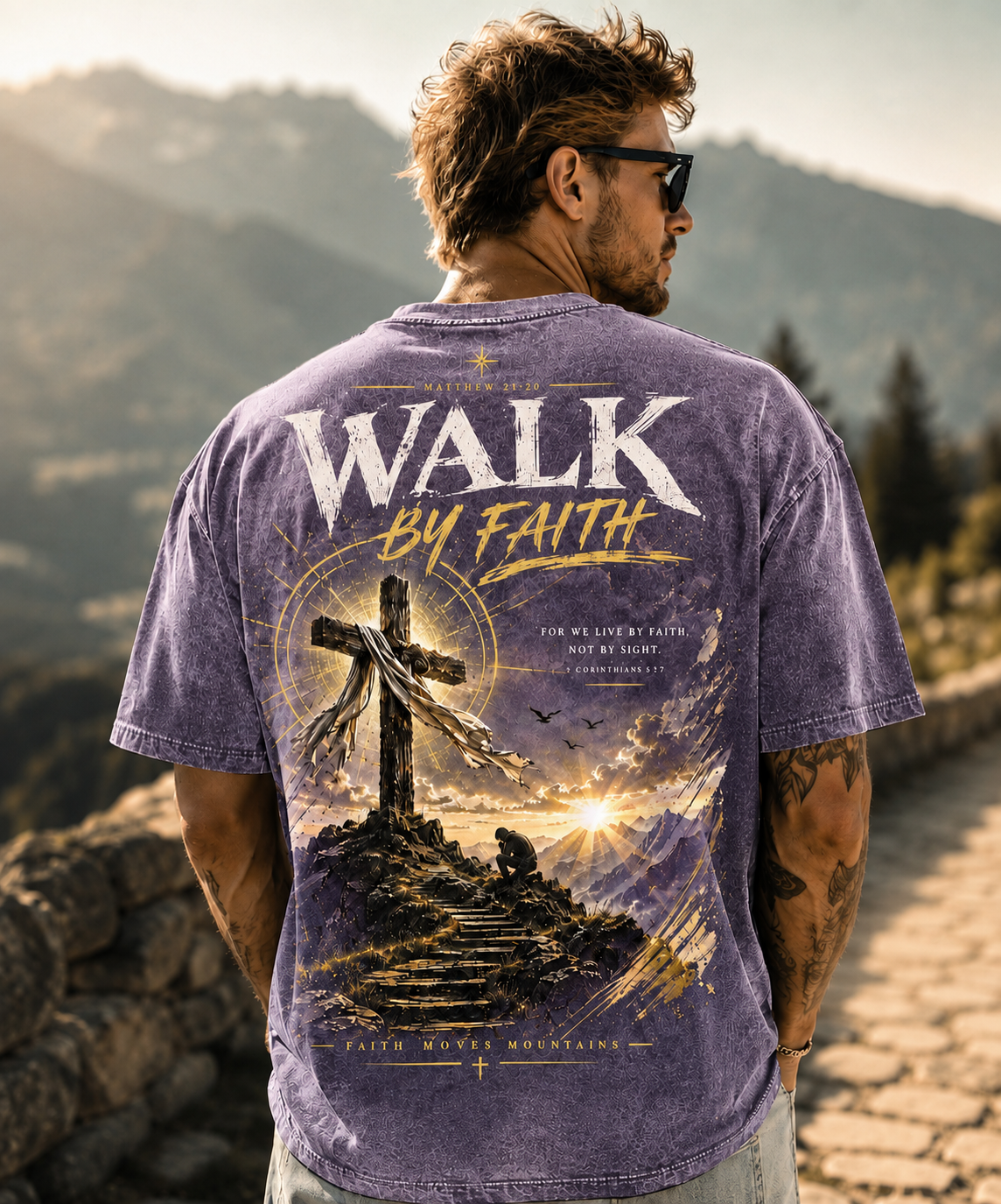 Walk by Faith Vintage Graphic T-Shirt – Premium Washed Tee
