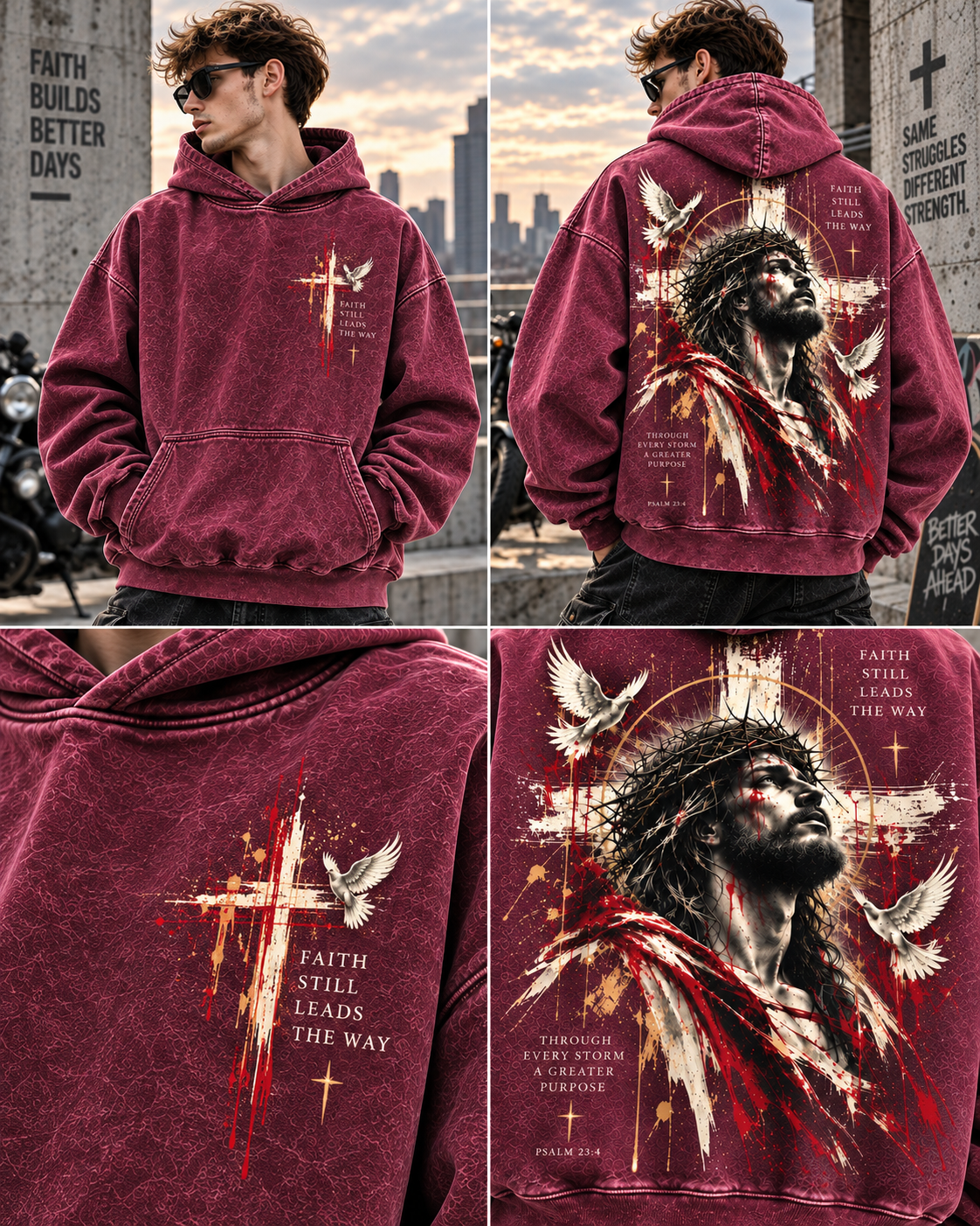 Faith Still Leads The Way – Vintage Christian Wash Hoodie