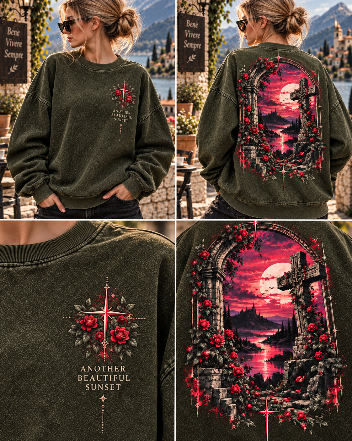 Gothic Rose Sunset Sweatshirt