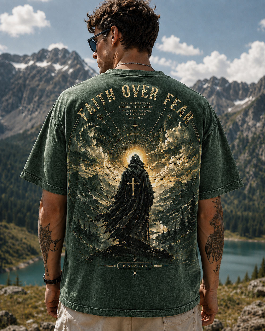 Faith Over Fear Vintage Graphic Tee – Unisex Washed T-Shirt