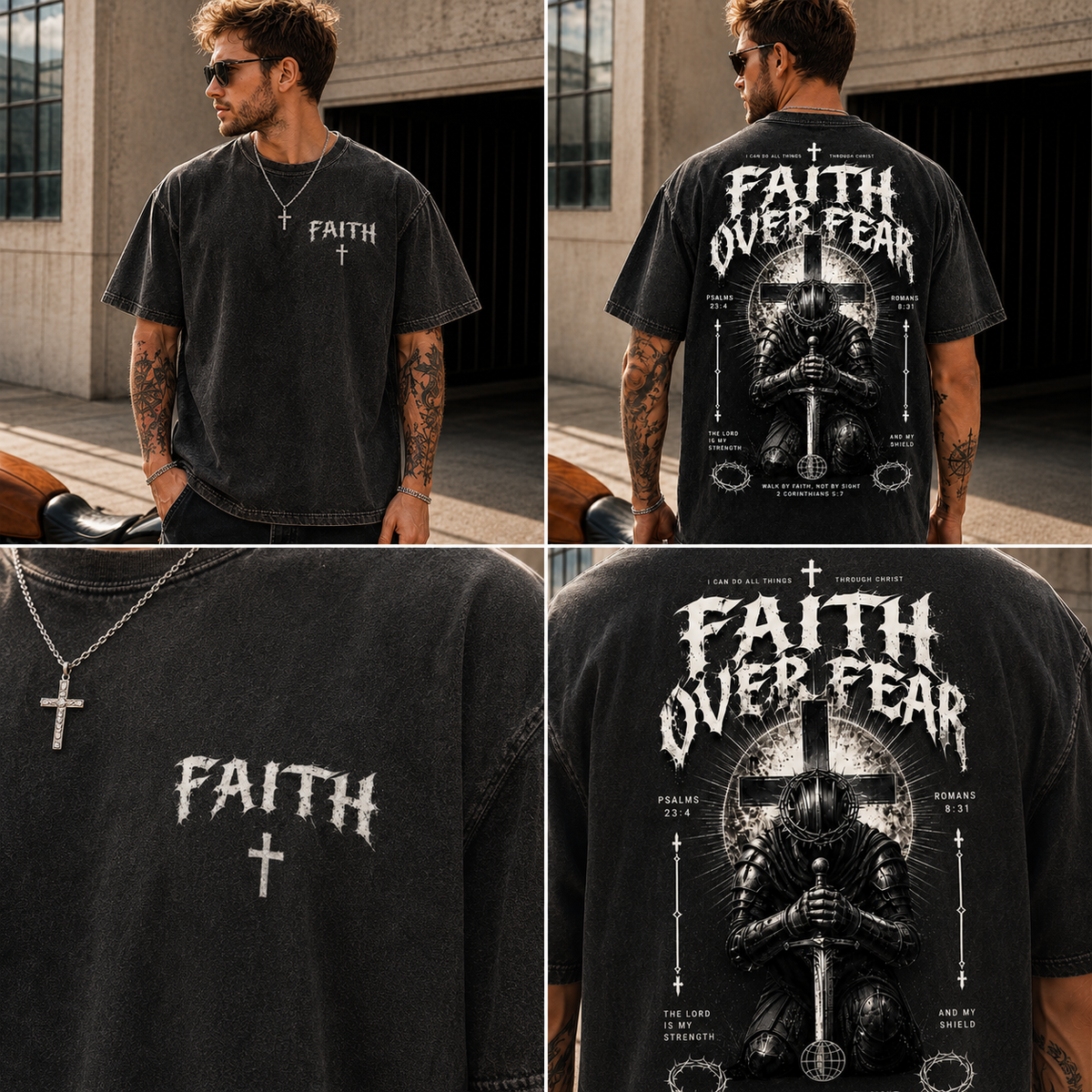 Faith Over Fear Warrior Graphic Oversized Tee