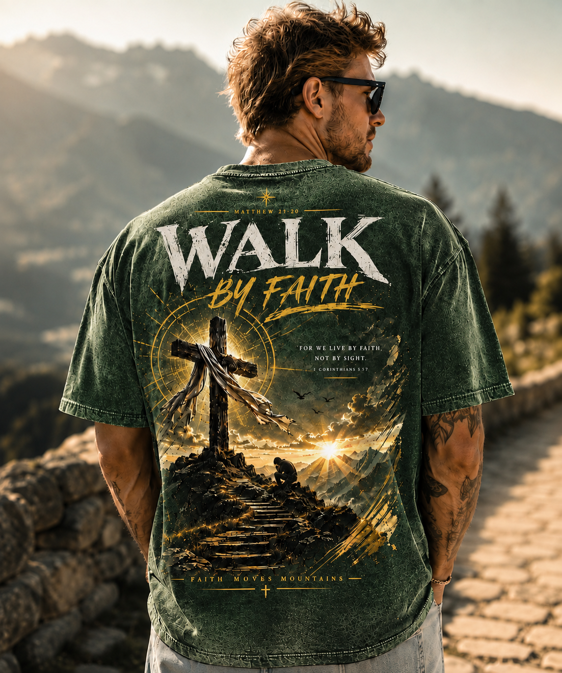 Walk by Faith Vintage Graphic T-Shirt – Premium Washed Tee