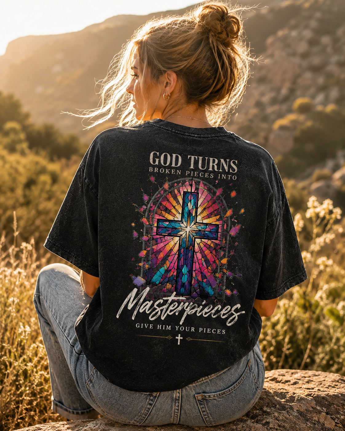 Christian Masterpieces Cross T-Shirt – Vintage Washed Graphic Tee