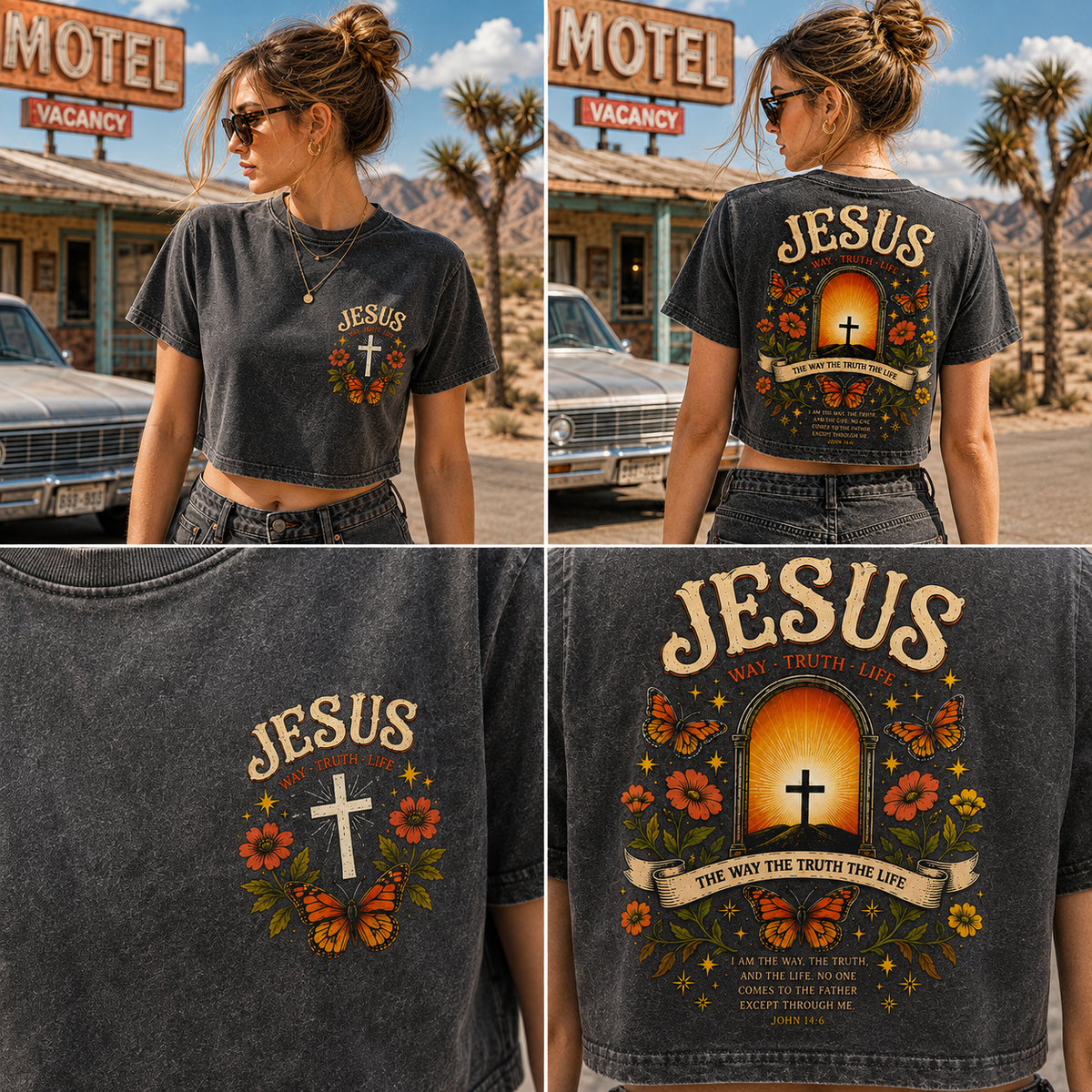 Jesus Vintage Butterfly Crop Top – Faith & Grace
