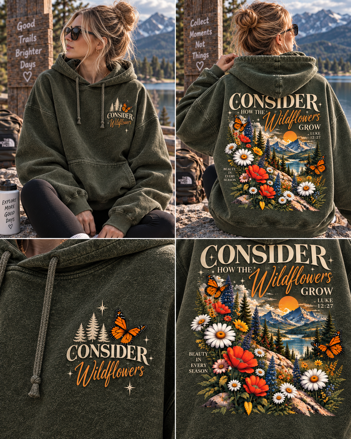 Consider Wildflowers Vintage Hoodie – Mountain & Floral