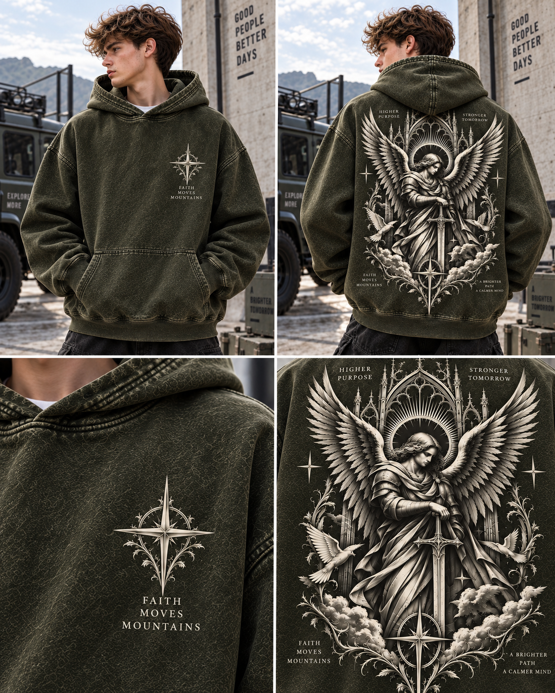 Faith Angel Vintage Hoodie – Faith Moves Mountains
