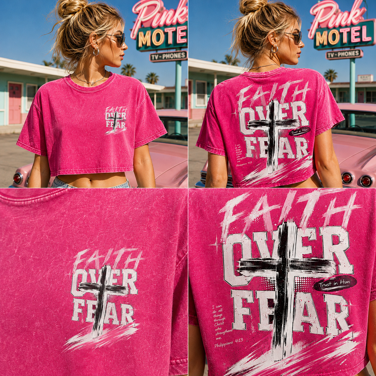 Faith Over Fear – Vintage Cross Crop Top