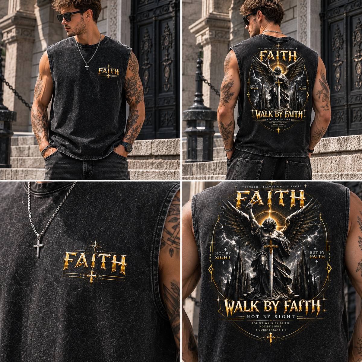 Faith Walk by Faith Washed Black Muscle Tee