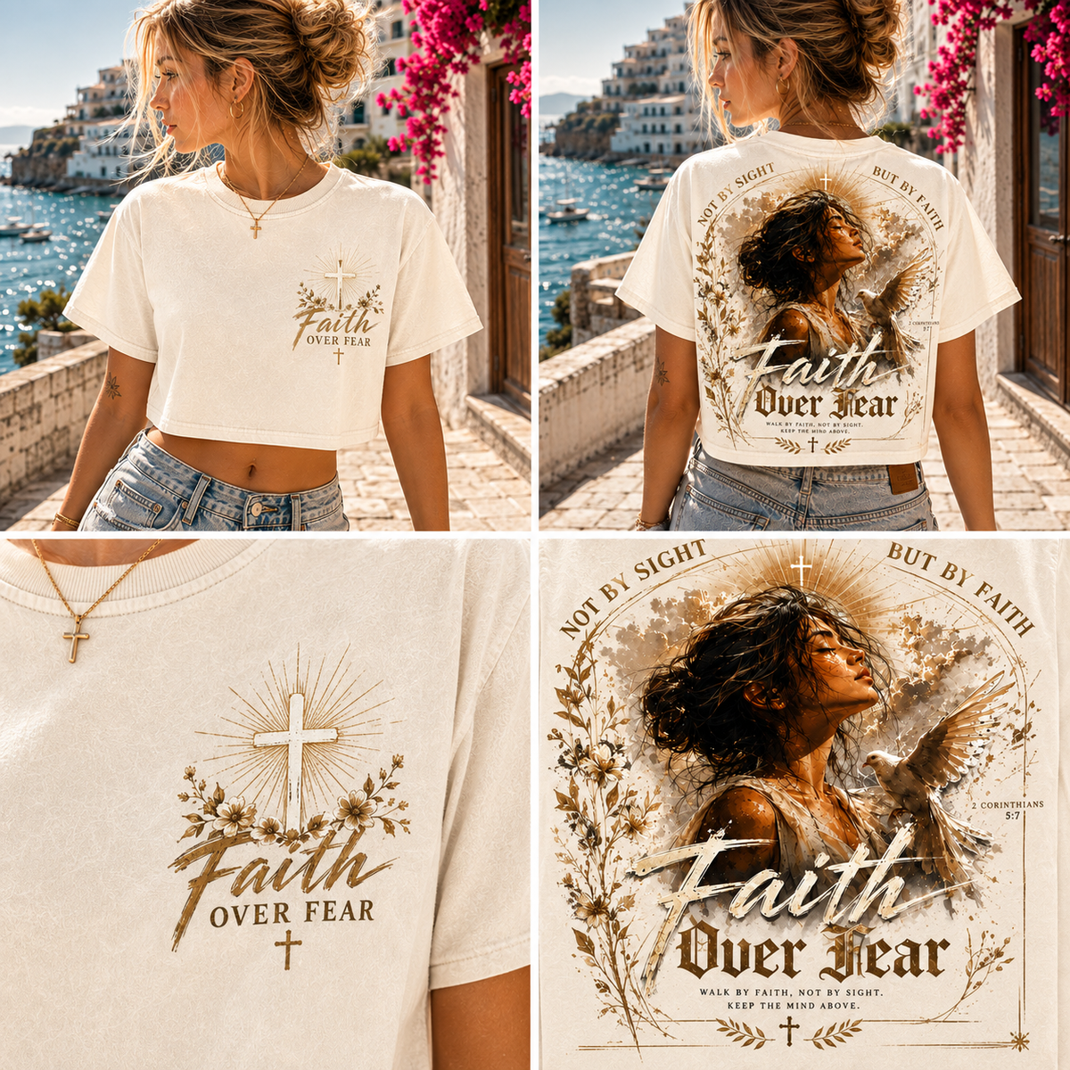 Faith Over Fear – Vintage Christian Crop Top