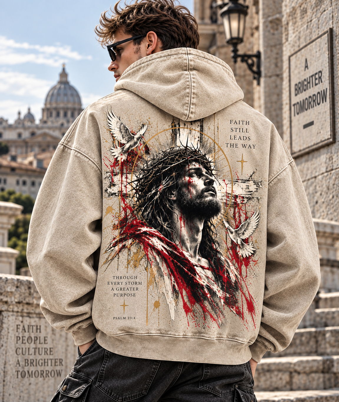 Faith Still Leads The Way – Vintage Christian Wash Hoodie