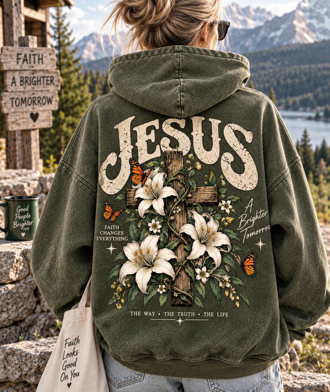 Jesus Floral Faith Hoodie – Vintage Christian Design