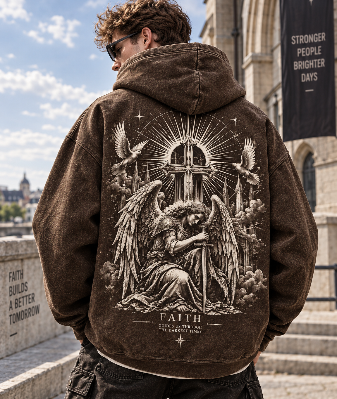 Faith Angel Vintage Hoodie – Faith Guides Us Through the Darkest Times