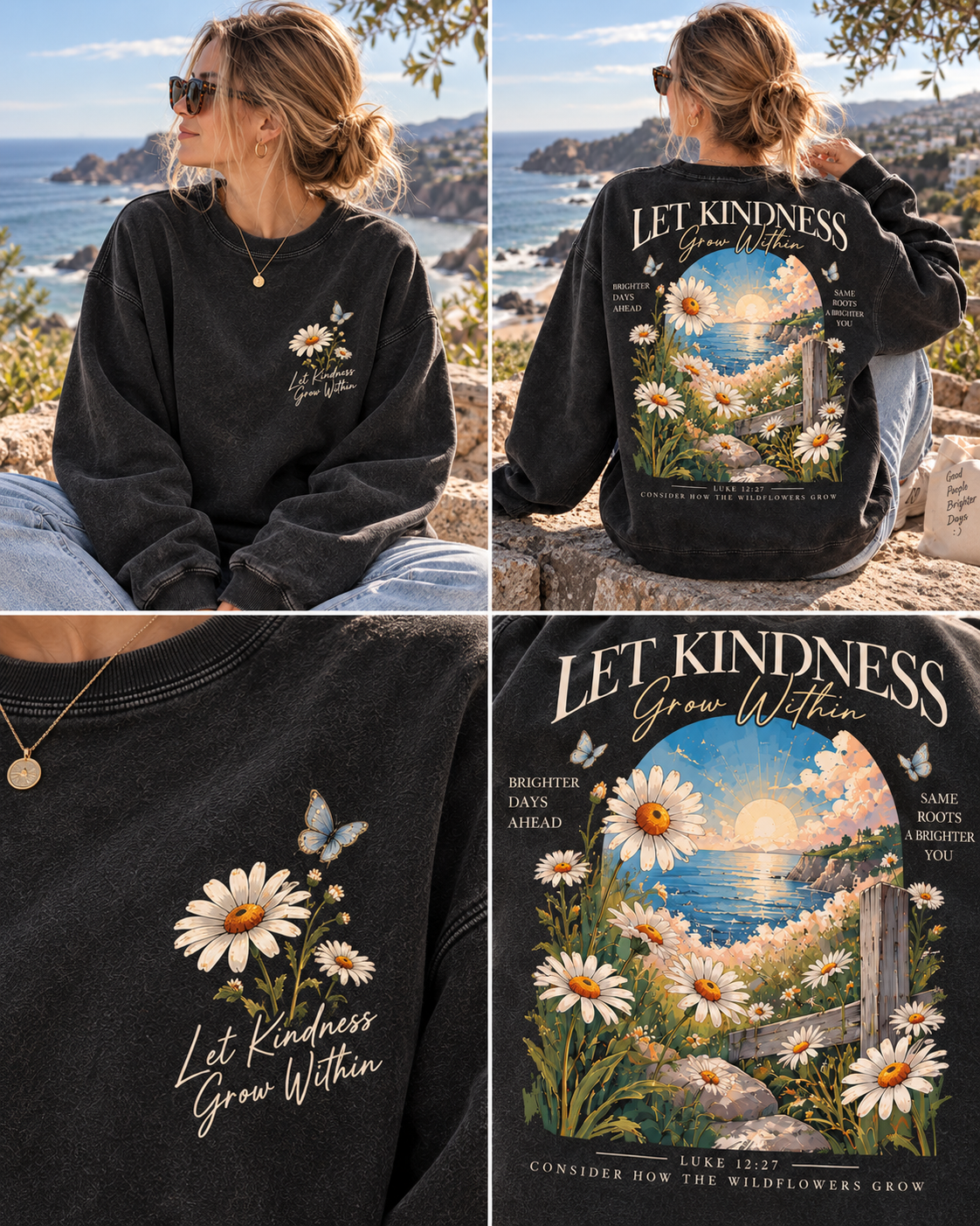 Let Kindness Grow Within – Vintage Floral Sweatshirt