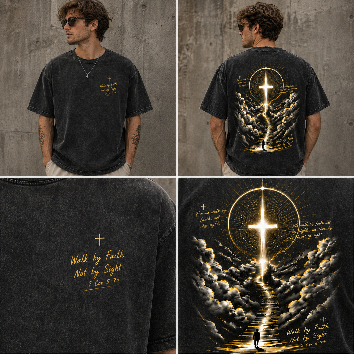 Walk by Faith Graphic Tee – Vintage Washed T-Shirt