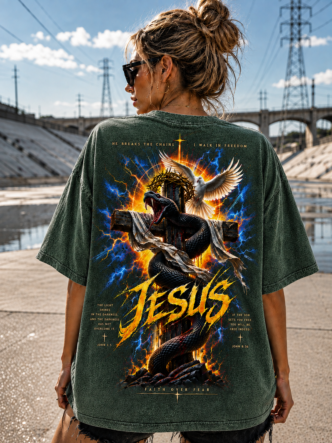 Jesus Faith Over Fear Vintage Graphic T-Shirt