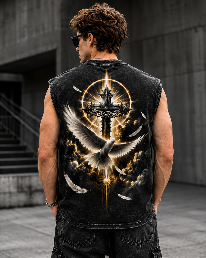 Faith Over Fear – Washed Black Muscle Tee