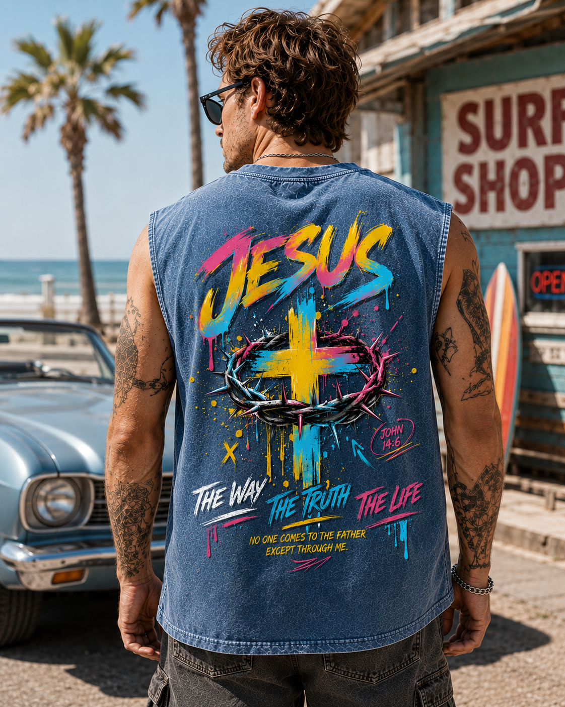 Jesus Faith Washed Black Muscle Tee