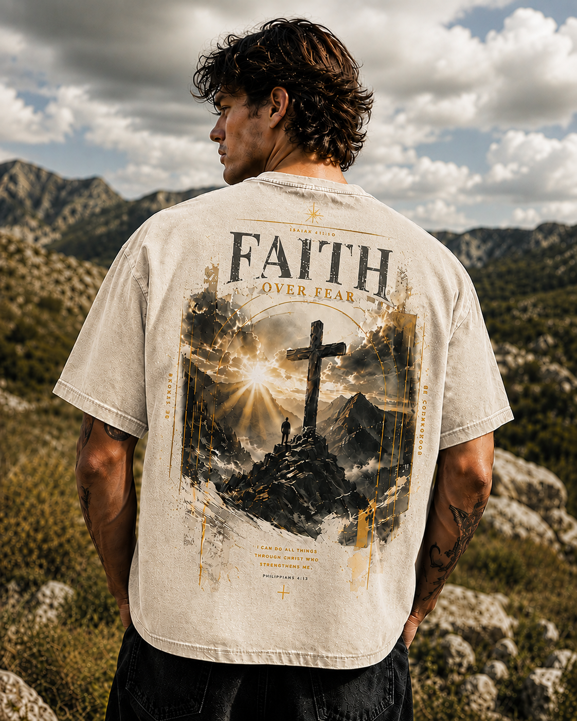 Faith Over Fear Vintage Graphic T-Shirt – Unisex Washed Tee