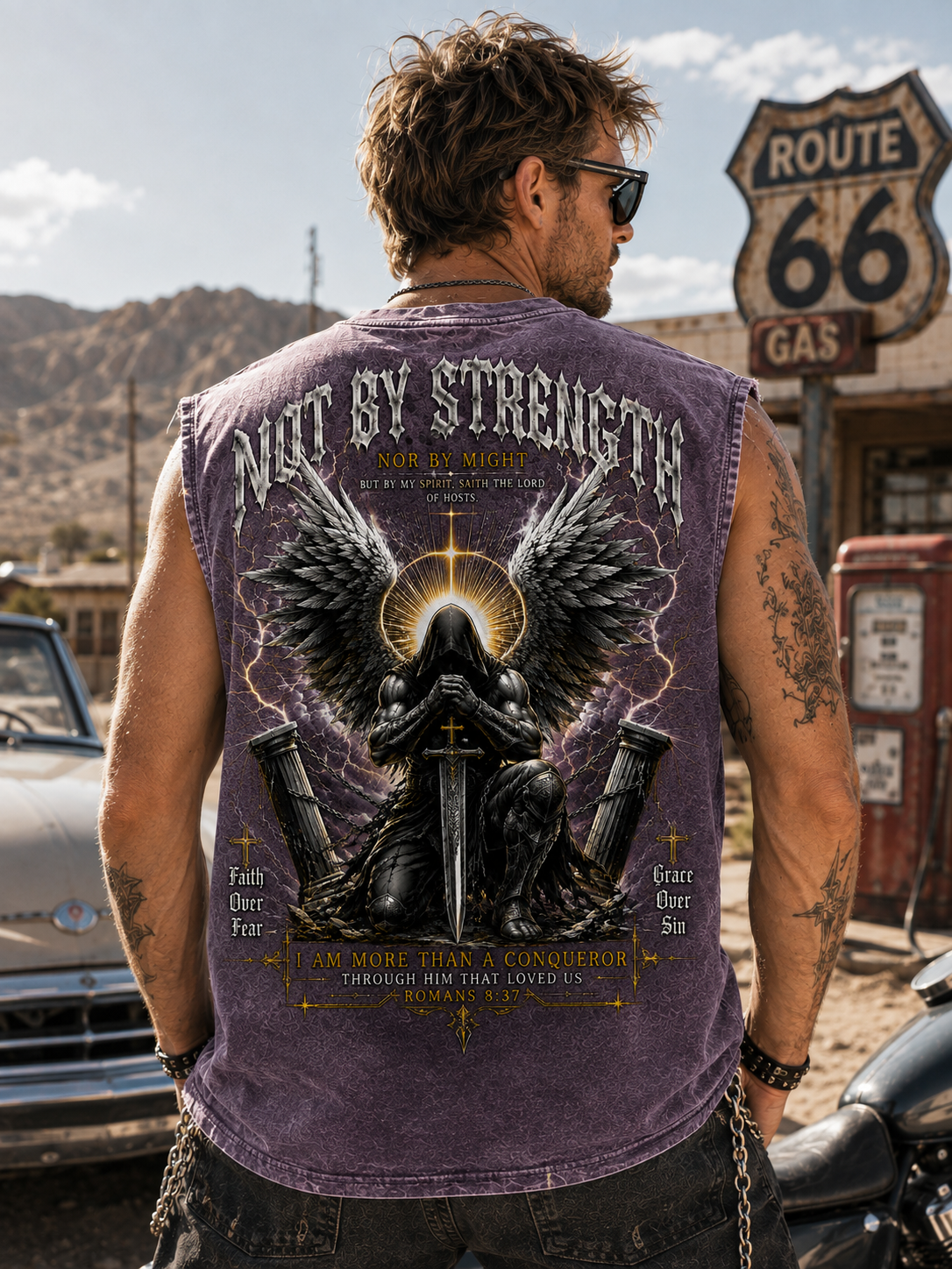 Not By Strength Washed Black Faith Tank Top