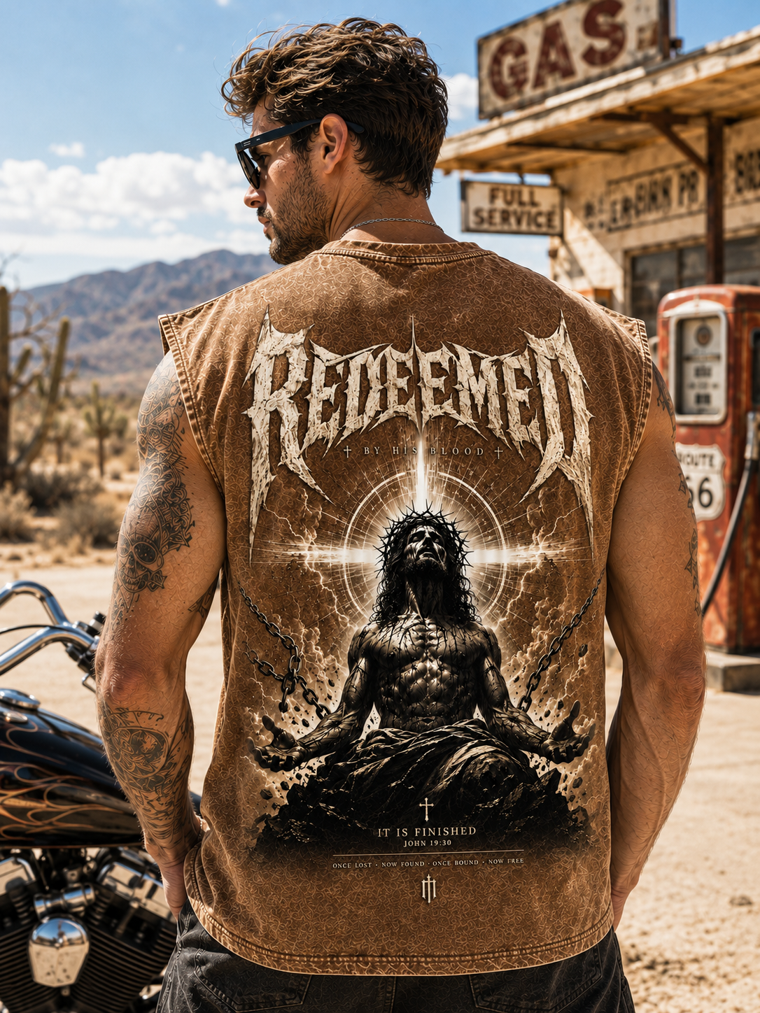 Redeemed Vintage Washed Black Christian Graphic Tank Top
