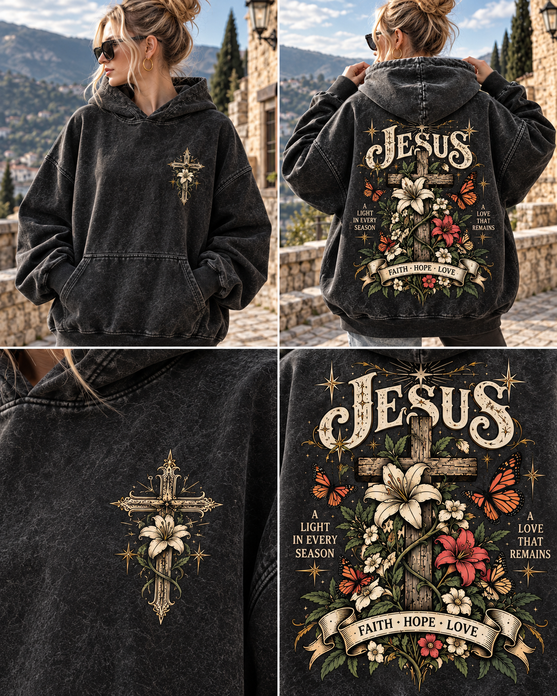 Vintage Jesus Cross Hoodie – Faith Hope Love
