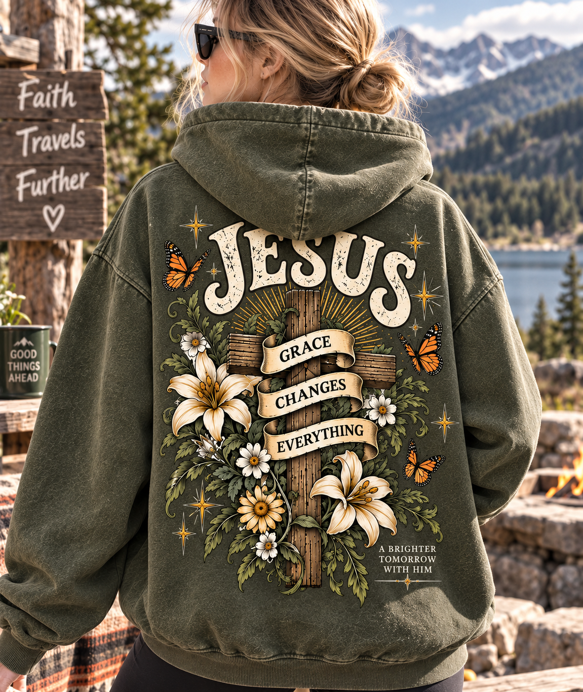 Jesus Grace Changes Everything – Vintage Christian Hoodie