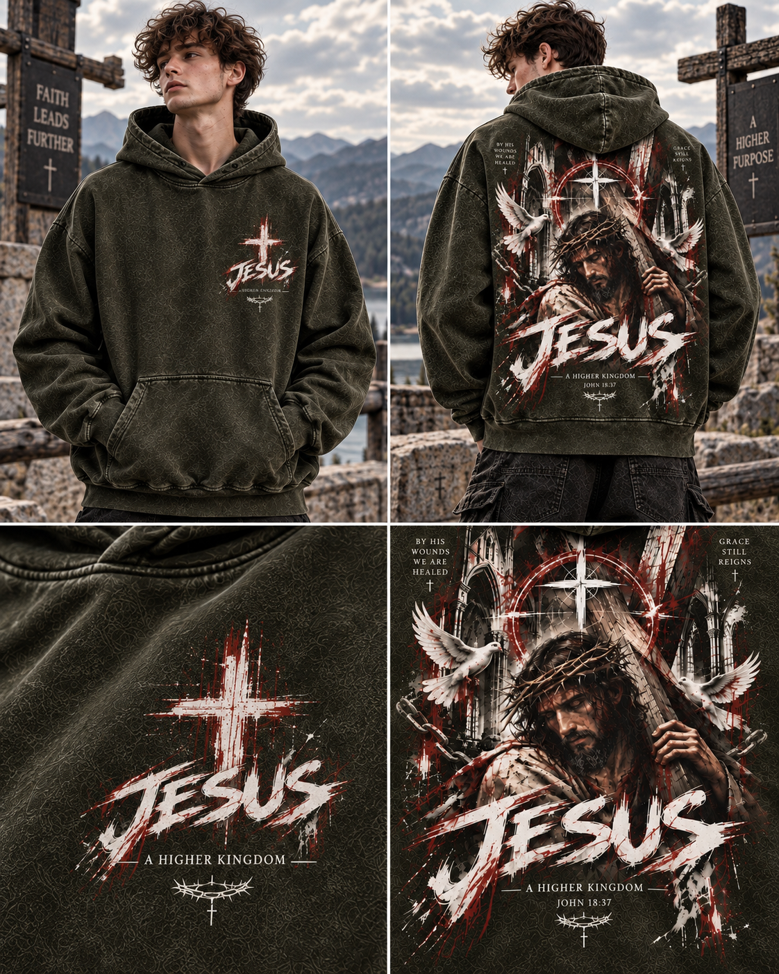 Jesus Higher Kingdom Vintage Hoodie