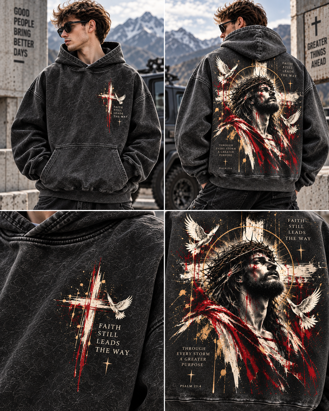 Faith Still Leads The Way – Vintage Christian Wash Hoodie