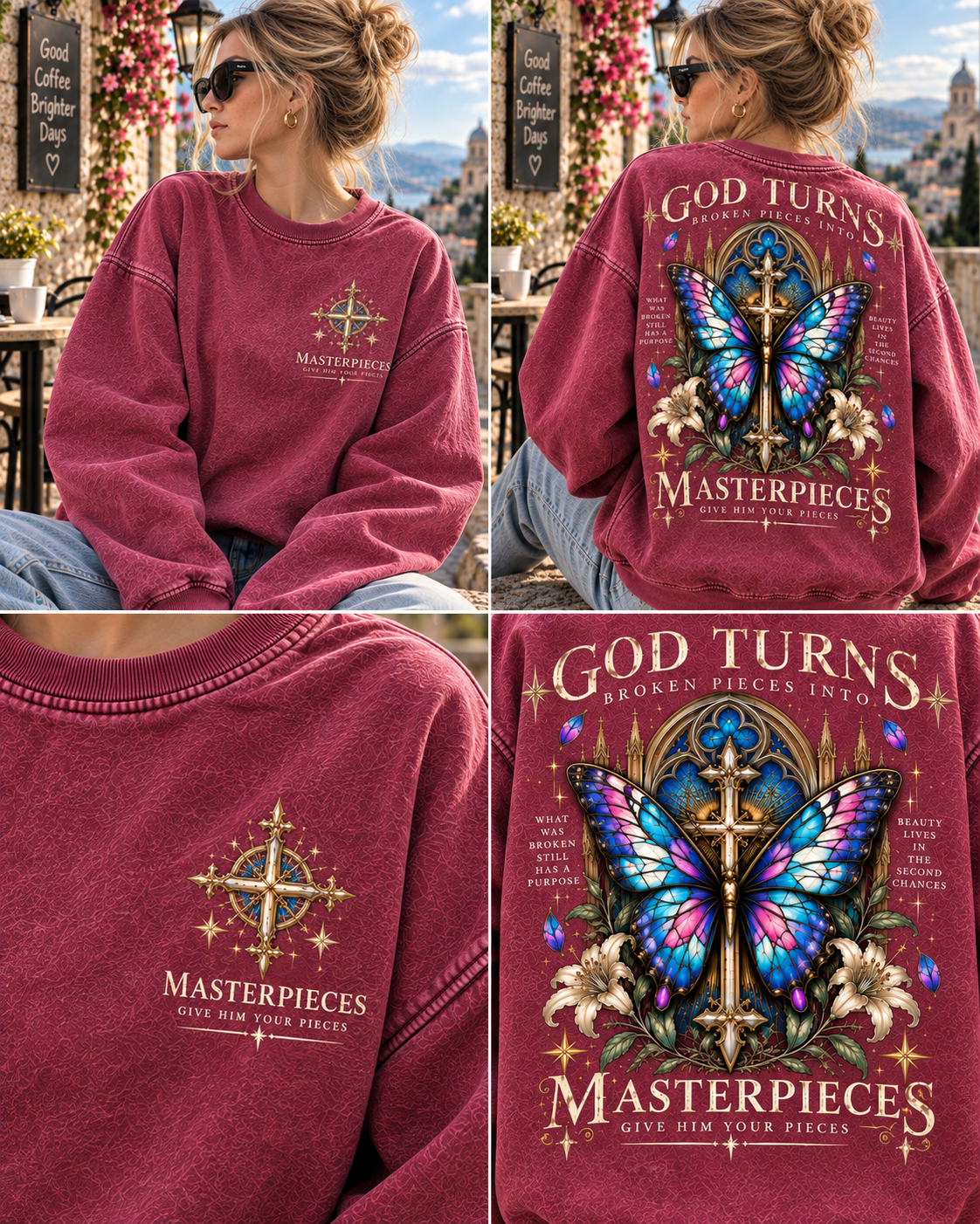 GOD Turns Broken Pieces Into Masterpieces – Vintage Faith Sweatshirt
