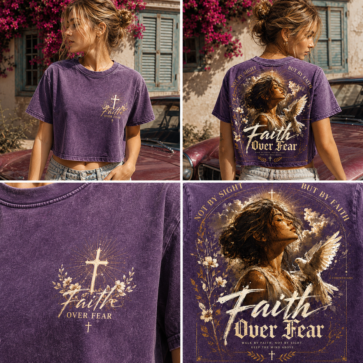 Faith Over Fear – Vintage Christian Crop Top