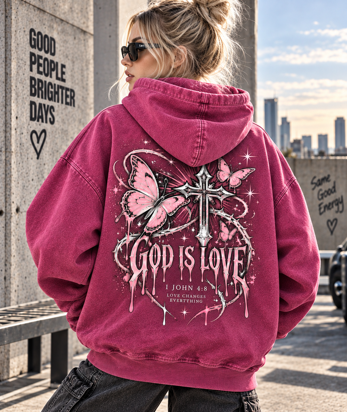 God Is Love Vintage Hoodie – Butterfly Cross