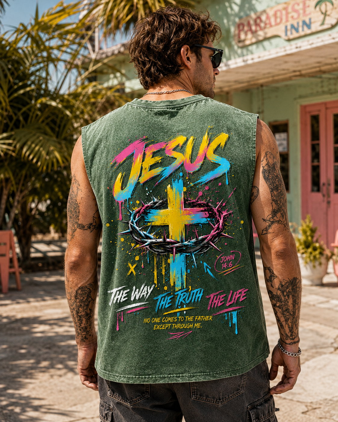 Jesus Faith Washed Black Muscle Tee