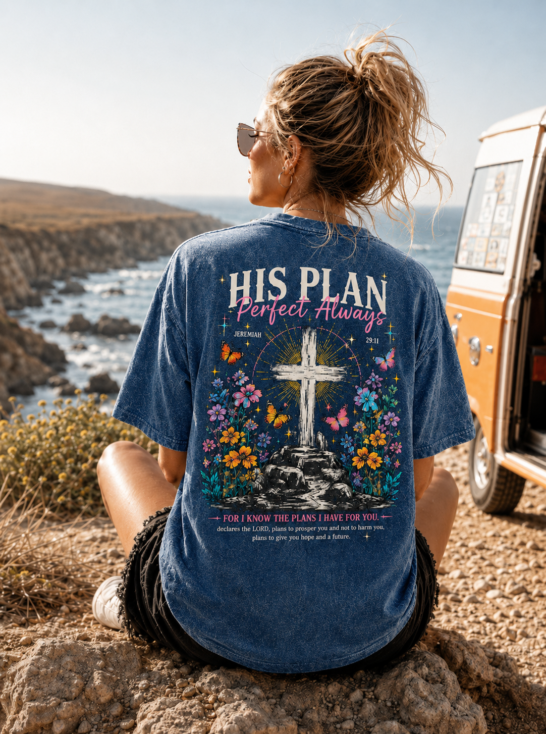 His Plan Vintage Cross T-Shirt – Faith Graphic Tee