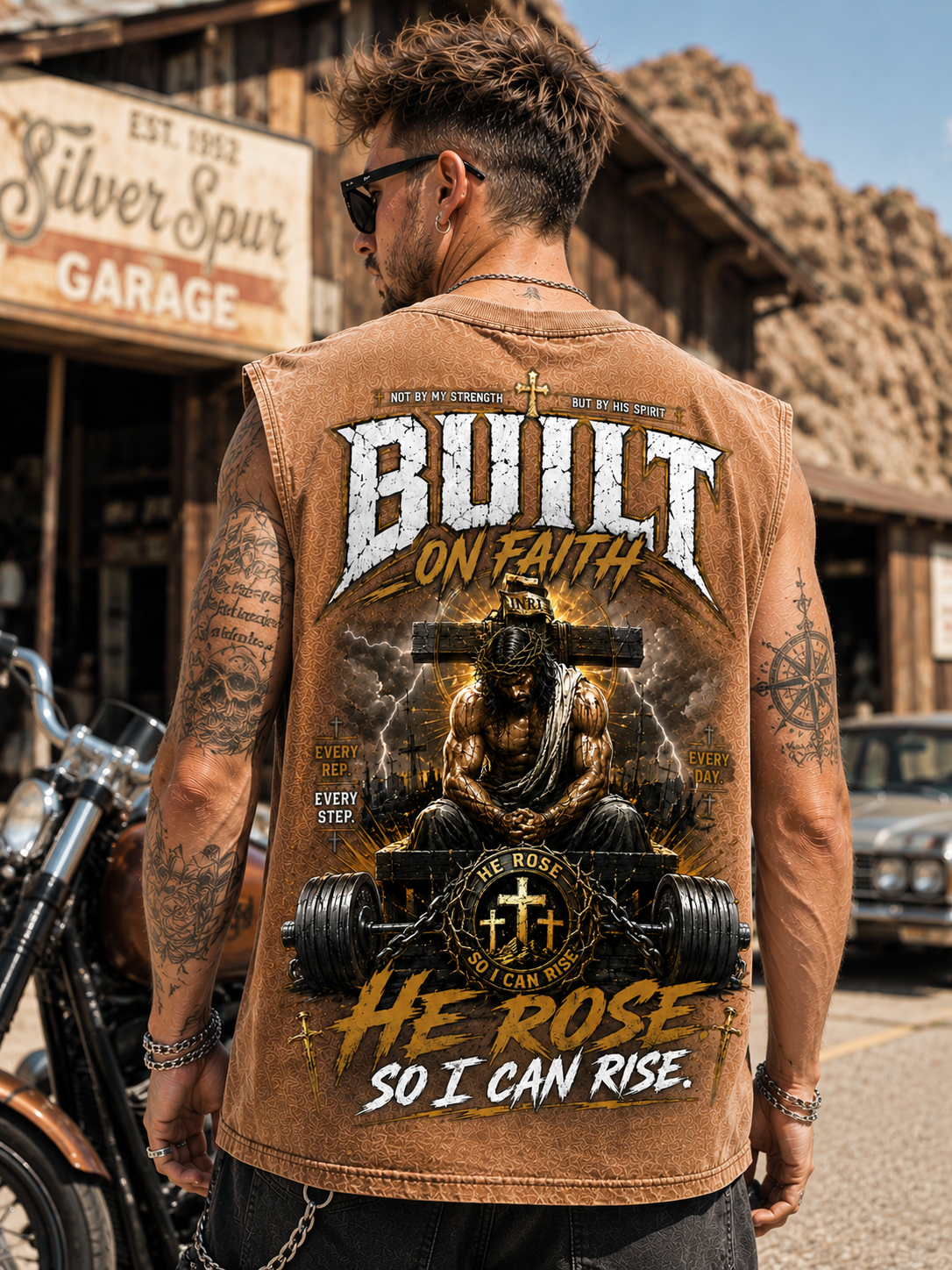 Built on Faith – He Rose Graphic Wash Tank