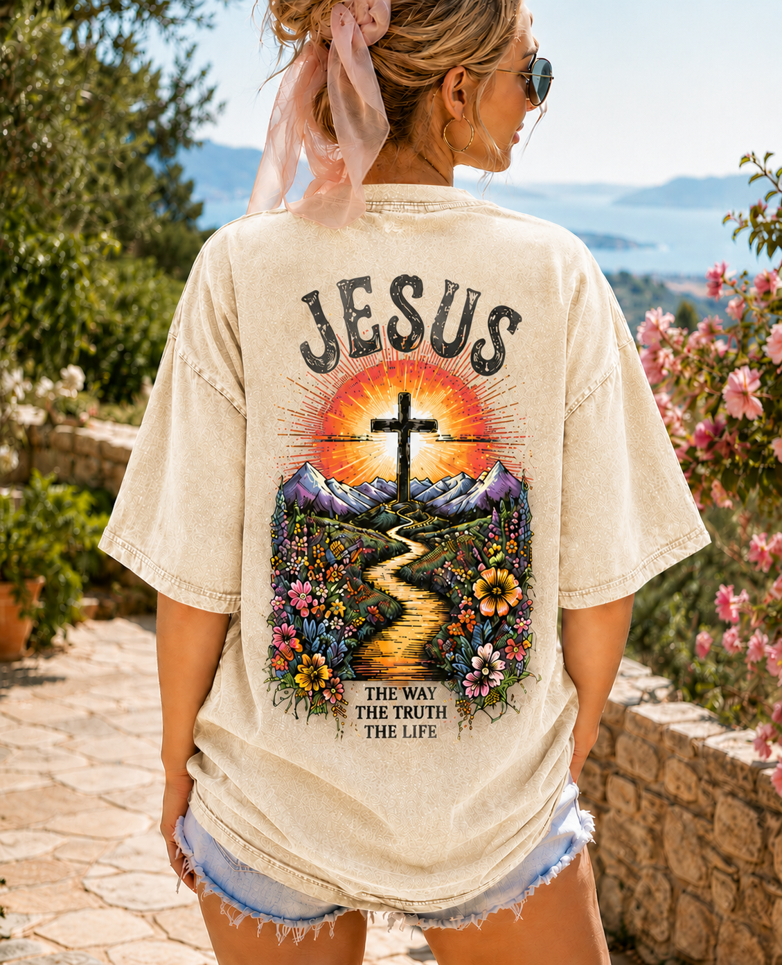 JESUS Vintage Washed Tee – The Way, The Truth, The Life