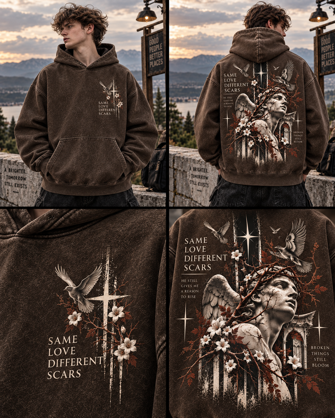 Same Love Different Scars – Vintage Angel Hoodie