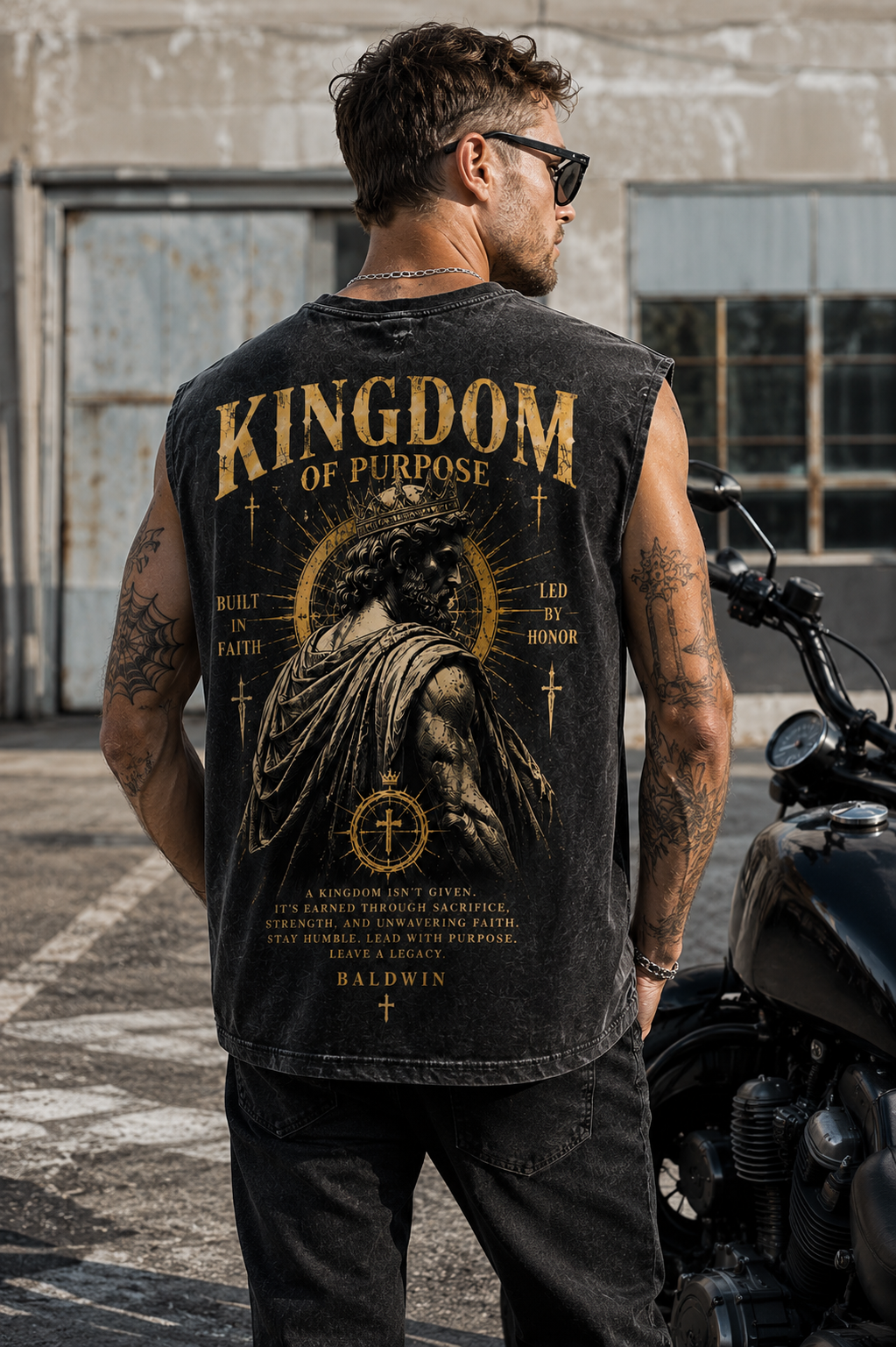 Washed Black Kingdom Muscle Tee