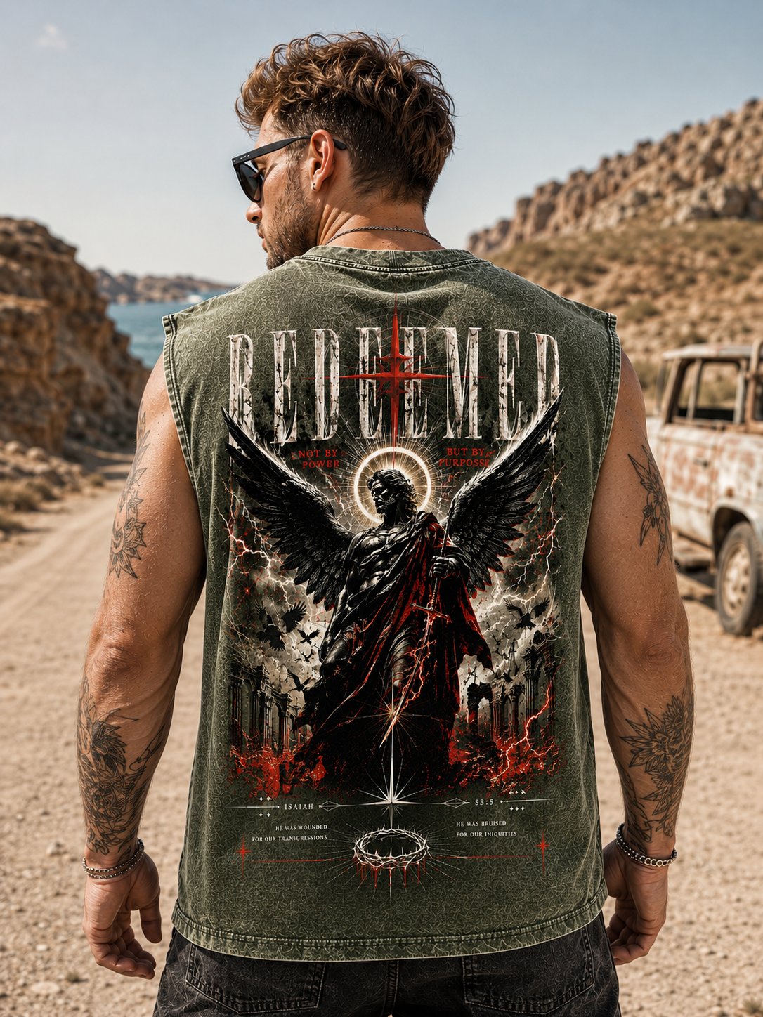 Redeemed Angel Washed Black Tank