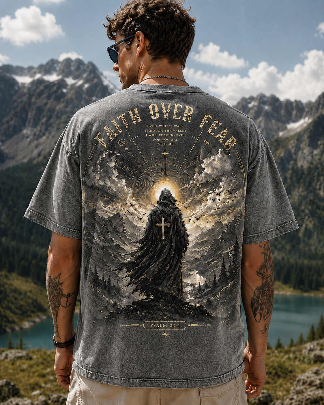Faith Over Fear Vintage Graphic Tee – Unisex Washed T-Shirt