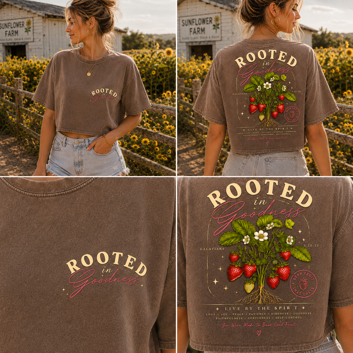 Rooted in Goodness – Vintage Strawberry Crop Tee