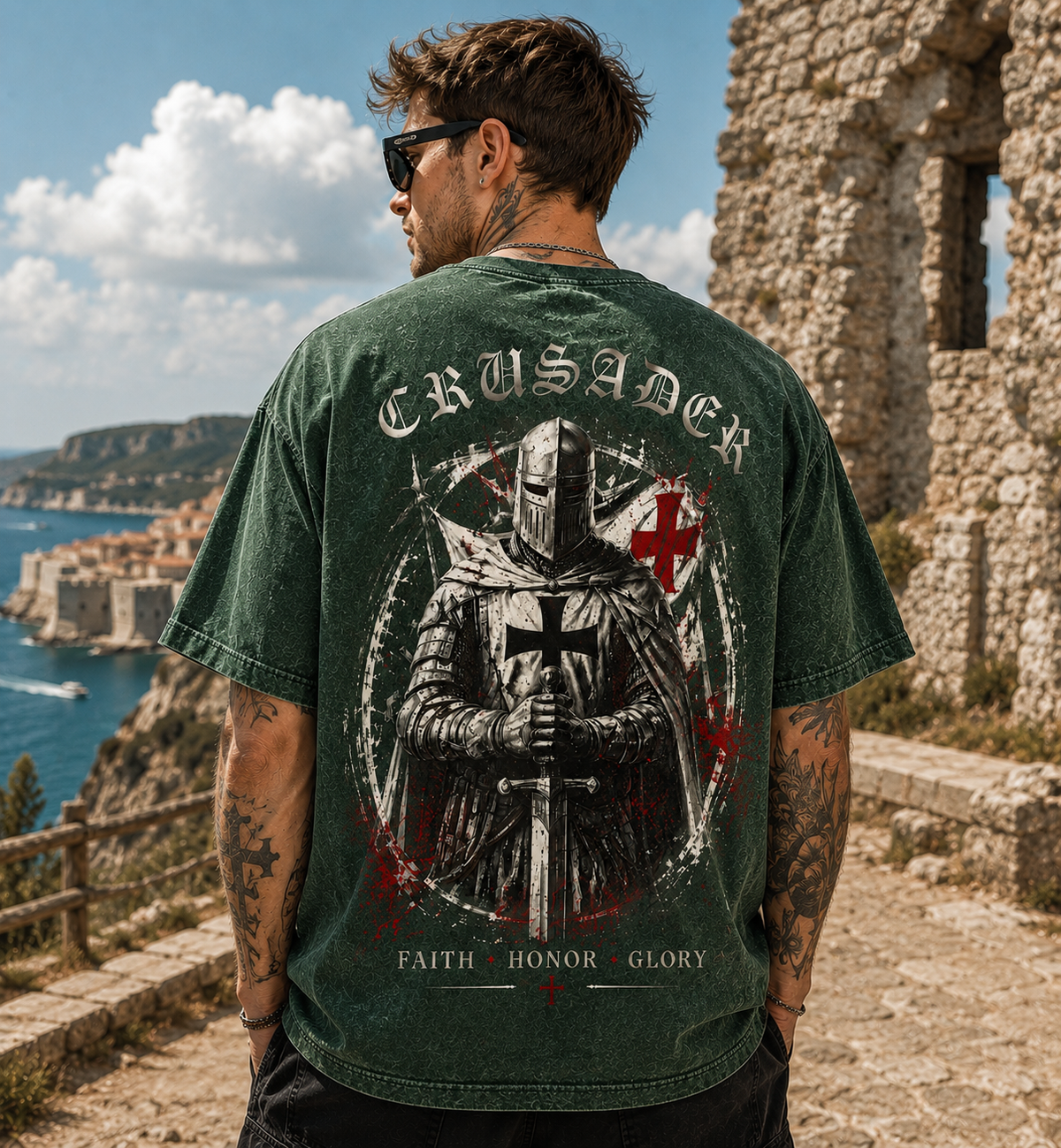 CRUSADER Washed Black Tee