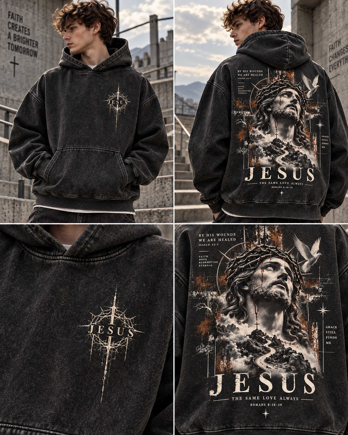 Jesus Faith Vintage Hoodie – Washed Beige