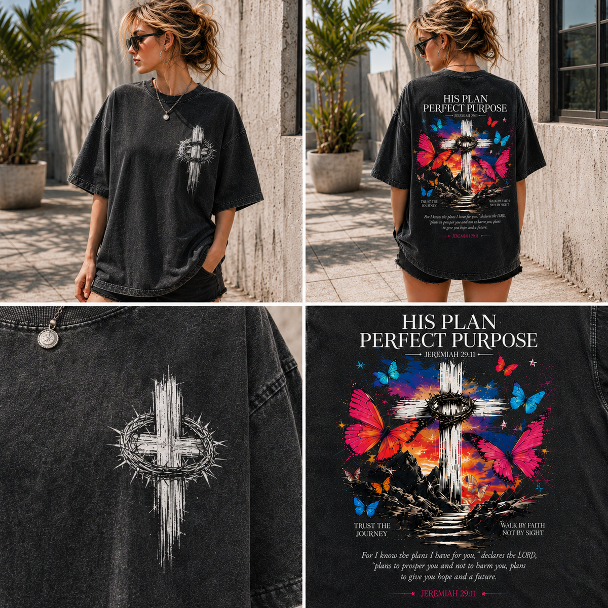 His Plan Perfect Purpose – Vintage Christian Oversized T-Shirt