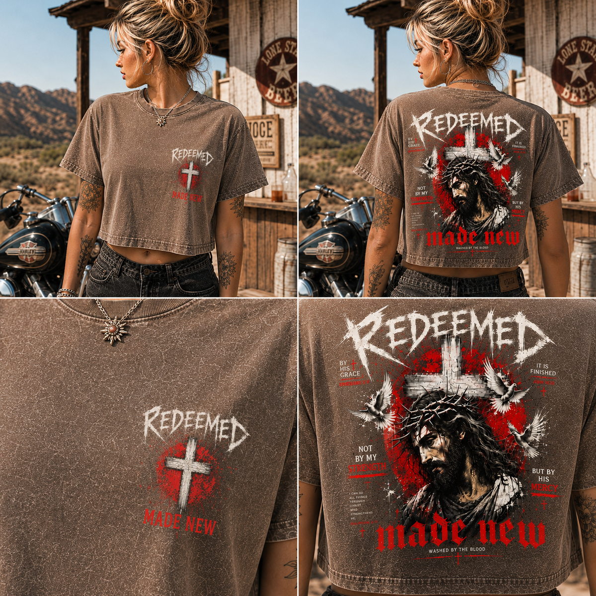 Redeemed Made New – Vintage Christian Crop Tee
