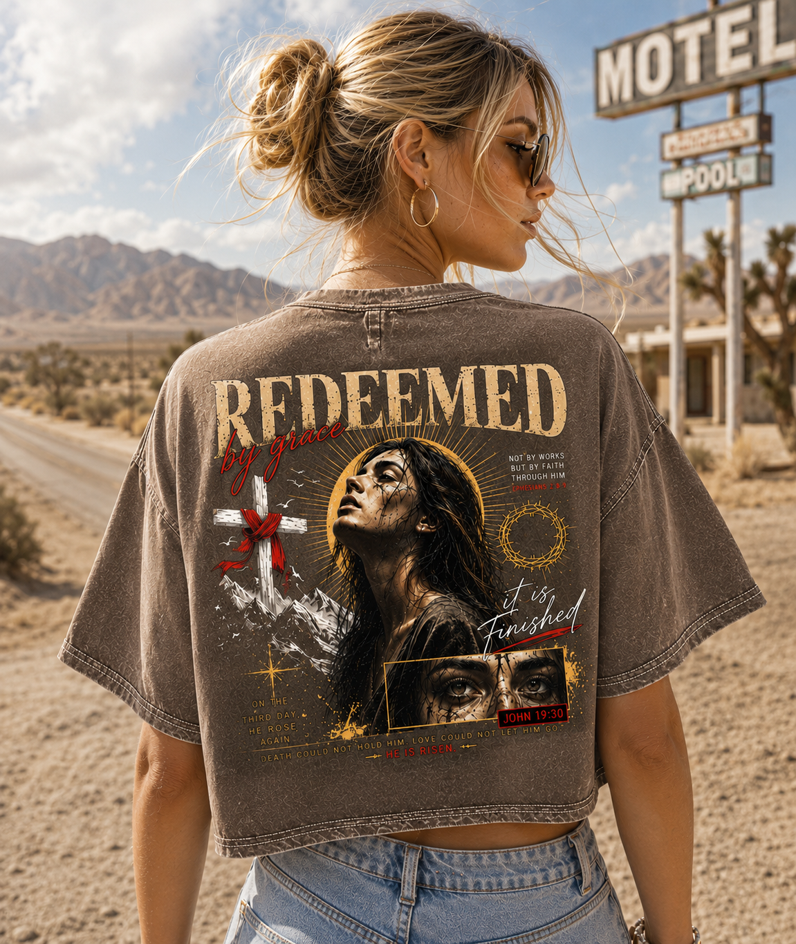 Redeemed by Grace – Vintage Faith Crop Tee