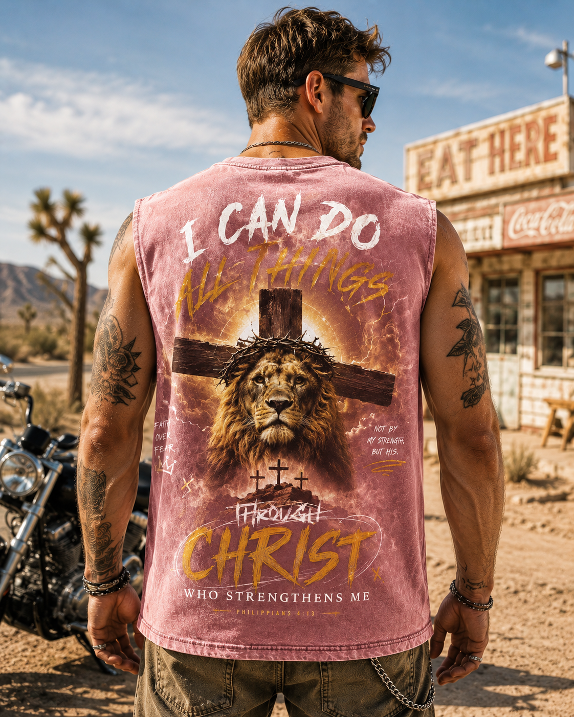 Faith Over Fear — Washed Black Graphic Tank Top