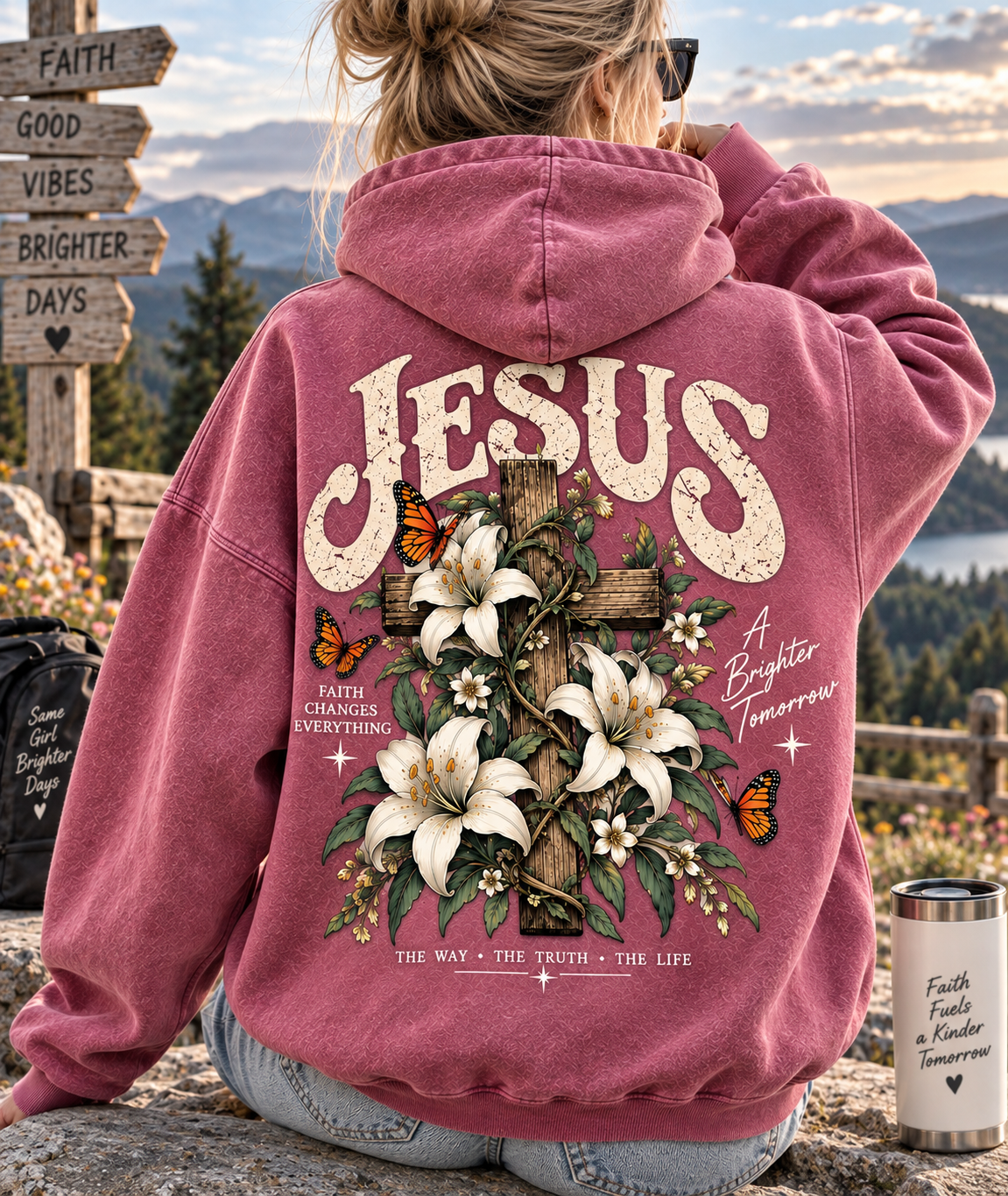 Jesus Floral Faith Hoodie – Vintage Christian Design